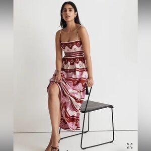 Madewell theo sleeveless midi dress in geodaisy batik